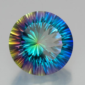 Quartz mystique multicolore naturelle coupe roude, 20,30 ct, VVS