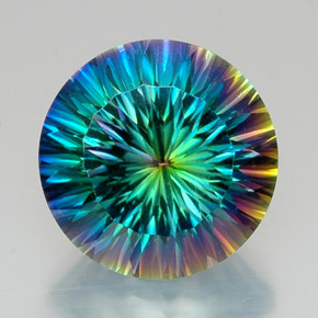 Quartz mystique multicolore naturelle coupe roude, 18,47 ct, VVS