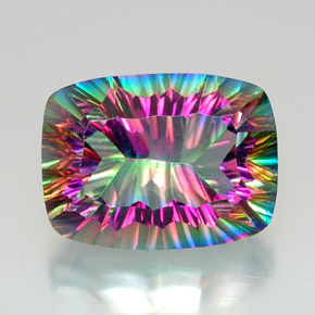 Quartz mystique multicolore naturelle coupe coussin, 20,76 ct, VVS