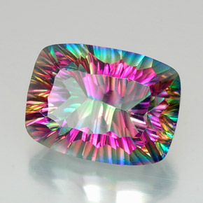 Quartz mystique multicolore naturelle coupe coussin, 20,76 ct, VVS