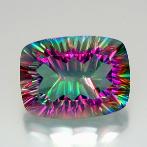 Quartz mystique multicolore naturelle coupe coussin, 19,29 ct, VVS-VS