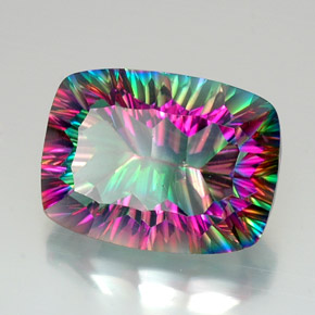 Quartz mystique multicolore naturelle coupe coussin, 19,29 ct, VVS-VS