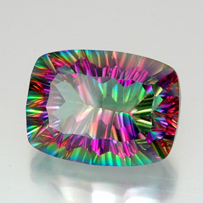 Quartz mystique multicolore naturelle coupe coussin, 21,49 ct, VVS
