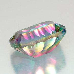 Quartz mystique multicolore naturelle coupe coussin, 21,49 ct, VVS
