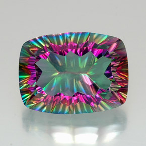 Quartz mystique multicolore naturelle coupe coussin, 20,45 ct, VVS