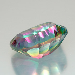 Quartz mystique multicolore naturelle coupe coussin, 20,45 ct, VVS