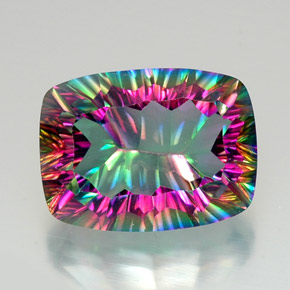 Quartz mystique multicolore naturelle coupe coussin, 20,96 ct, VVS
