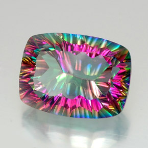 Quartz mystique multicolore naturelle coupe coussin, 20,96 ct, VVS