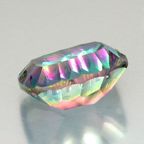 Quartz mystique multicolore naturelle coupe coussin, 20,96 ct, VVS