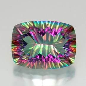 Quartz mystique multicolore naturelle coupe coussin, 20,58 ct, VVS
