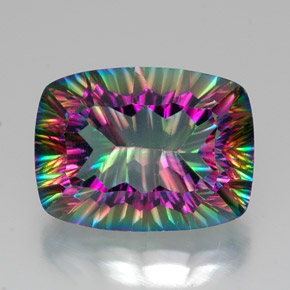 Quartz mystique multicolore naturelle coupe coussin, 20,39 ct, VVS