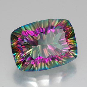 Quartz mystique multicolore naturelle coupe coussin, 20,39 ct, VVS