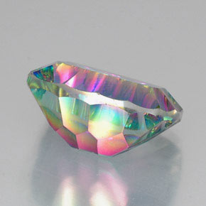 Quartz mystique multicolore naturelle coupe coussin, 20,39 ct, VVS