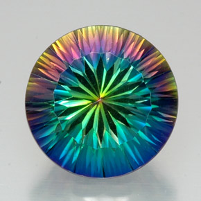 Quartz mystique multicolore naturelle coupe roude, 20,55 ct, VVS