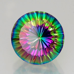 Quartz mystique multicolore naturelle coupe roude, 11,85 ct, VVS