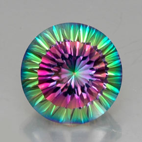 Quartz mystique multicolore naturelle coupe roude, 12,44 ct, VVS