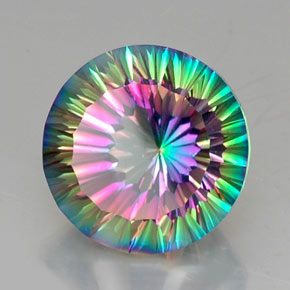 Quartz mystique multicolore naturelle coupe roude, 12,44 ct, VVS