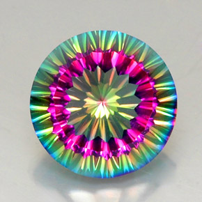 Quartz mystique multicolore naturelle coupe roude, 11,47 ct, VVS-VS