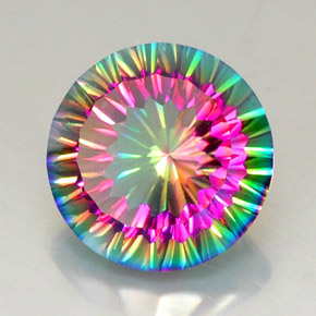Quartz mystique multicolore naturelle coupe roude, 11,47 ct, VVS-VS