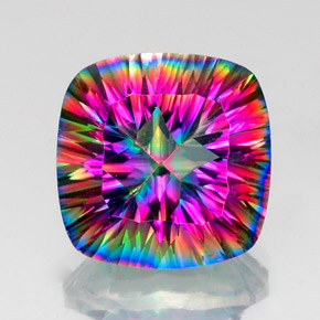 Quartz mystique multicolore naturelle coupe coussin, 15,07 ct, VVS-VS