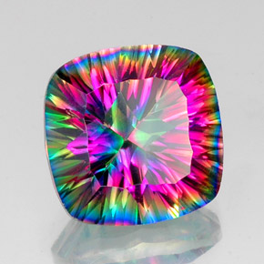 Quartz mystique multicolore naturelle coupe coussin, 15,07 ct, VVS-VS