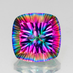 Quartz mystique multicolore naturelle coupe coussin, 14,88 ct, VS