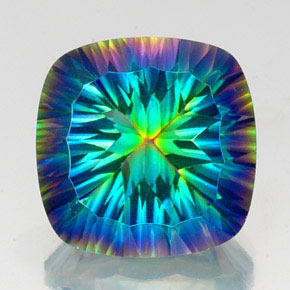 Quartz mystique multicolore naturelle coupe coussin, 22,51 ct, VS