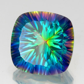 Quartz mystique multicolore naturelle coupe coussin, 22,51 ct, VS