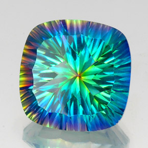 Quartz mystique multicolore naturelle coupe coussin, 20,88 ct, VS