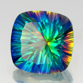 Quartz mystique multicolore naturelle coupe coussin, 22,17 ct, VS