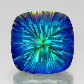 Quartz mystique multicolore naturelle coupe coussin, 20,90 ct, VS
