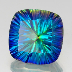 Quartz mystique multicolore naturelle coupe coussin, 20,90 ct, VS