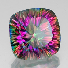 Quartz mystique multicolore naturelle coupe coussin, 16,84 ct, VS
