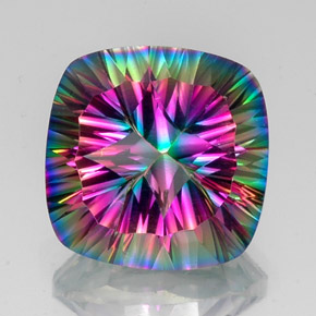 Quartz mystique multicolore naturelle coupe coussin, 15,26 ct, VVS-VS