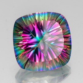 Quartz mystique multicolore naturelle coupe coussin, 15,26 ct, VVS-VS
