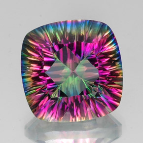 Quartz mystique multicolore naturelle coupe coussin, 15,31 ct, VVS-VS