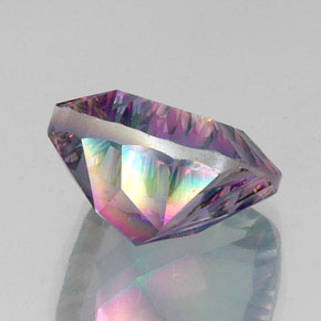 Quartz mystique multicolore naturelle coupe coussin, 15,31 ct, VVS-VS