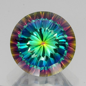 Quartz mystique multicolore naturelle coupe roude, 10,43 ct, VVS-VS