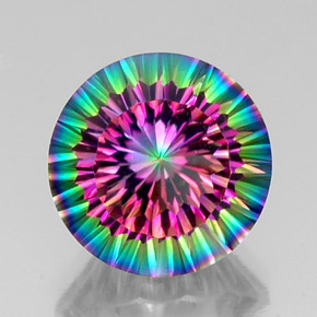 Quartz mystique multicolore naturelle coupe roude, 11,42 ct, VS