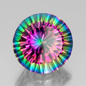 Quartz mystique multicolore naturelle coupe roude, 11,42 ct, VS