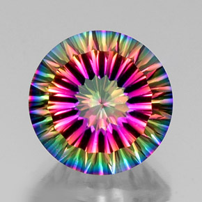 Quartz mystique multicolore naturelle coupe roude, 11,36 ct, VVS-VS