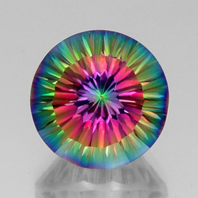 Quartz mystique multicolore naturelle coupe roude, 12,43 ct, VVS-VS