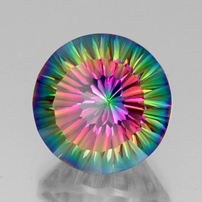 Quartz mystique multicolore naturelle coupe roude, 12,43 ct, VVS-VS