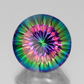 Quartz mystique multicolore naturelle coupe roude, 12,34 ct, VVS-VS