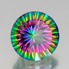 Quartz mystique multicolore naturelle coupe roude, 11,95 ct, VVS-VS