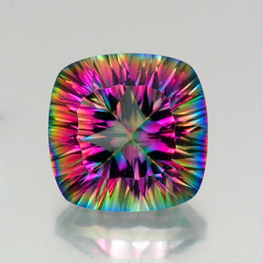 Quartz mystique multicolore naturelle coupe coussin, 15,54 ct, VVS