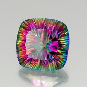 Quartz mystique multicolore naturelle coupe coussin, 15,54 ct, VVS