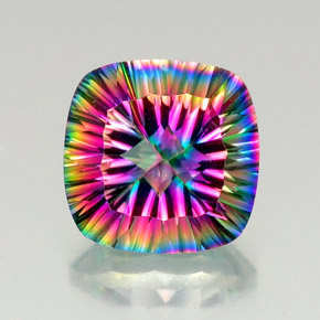 Quartz mystique multicolore naturelle coupe coussin, 15,15 ct, VVS-VS