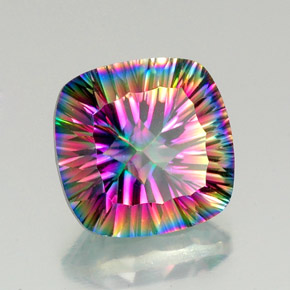 Quartz mystique multicolore naturelle coupe coussin, 15,15 ct, VVS-VS