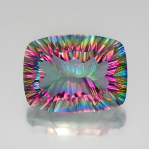 Quartz mystique multicolore naturelle coupe coussin, 18,41 ct, VVS-VS